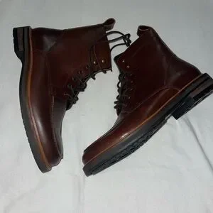 Express Dark Brown Leather Boots, mans size 11.5, great preowned shoes Men main image 2